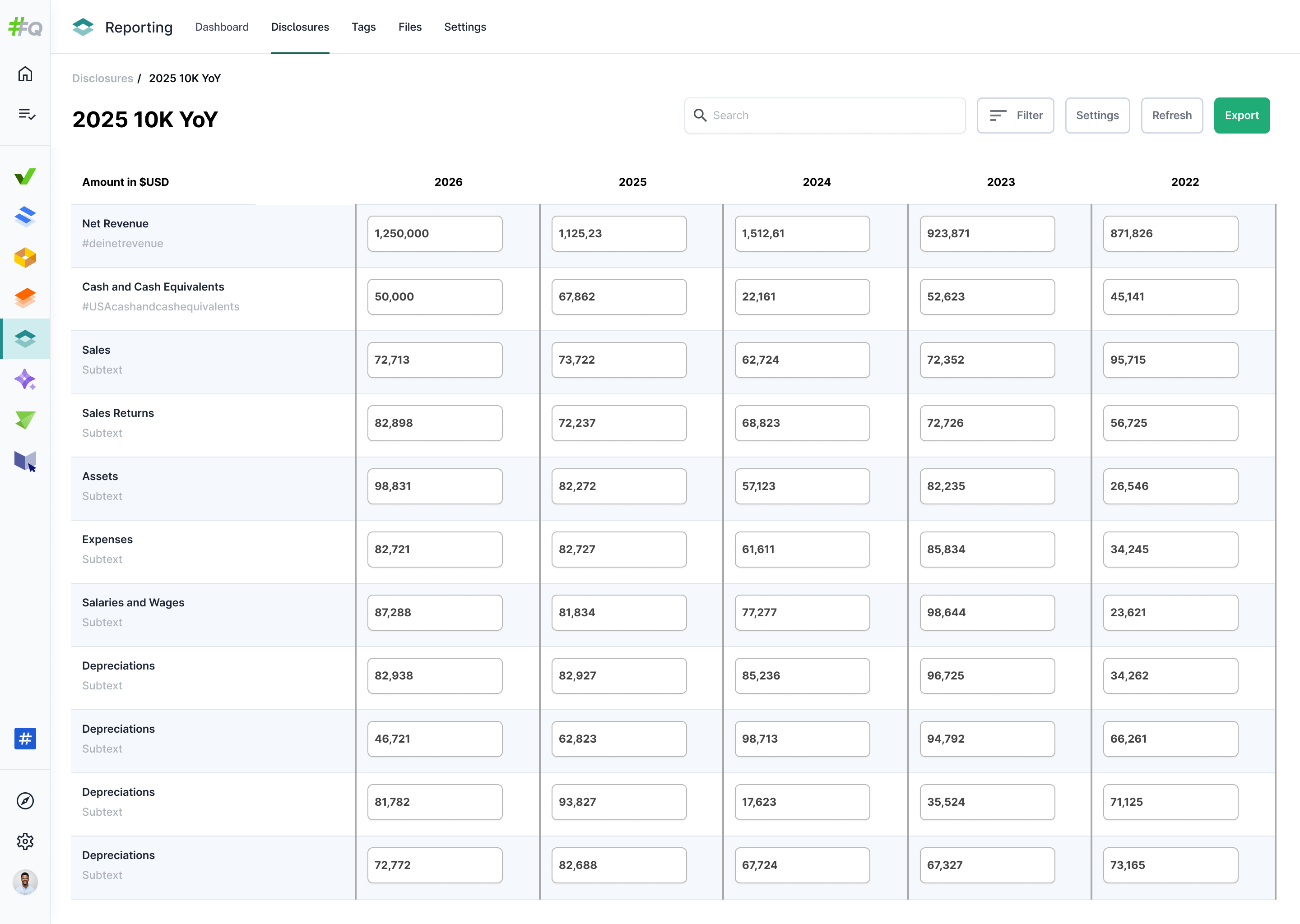 Disclosures Data View